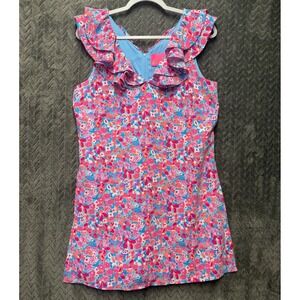 Lilly Pulitzer Linwood Ruffle Romper Size: 8 Aura Pink Floral NWT Ruffles (2093)